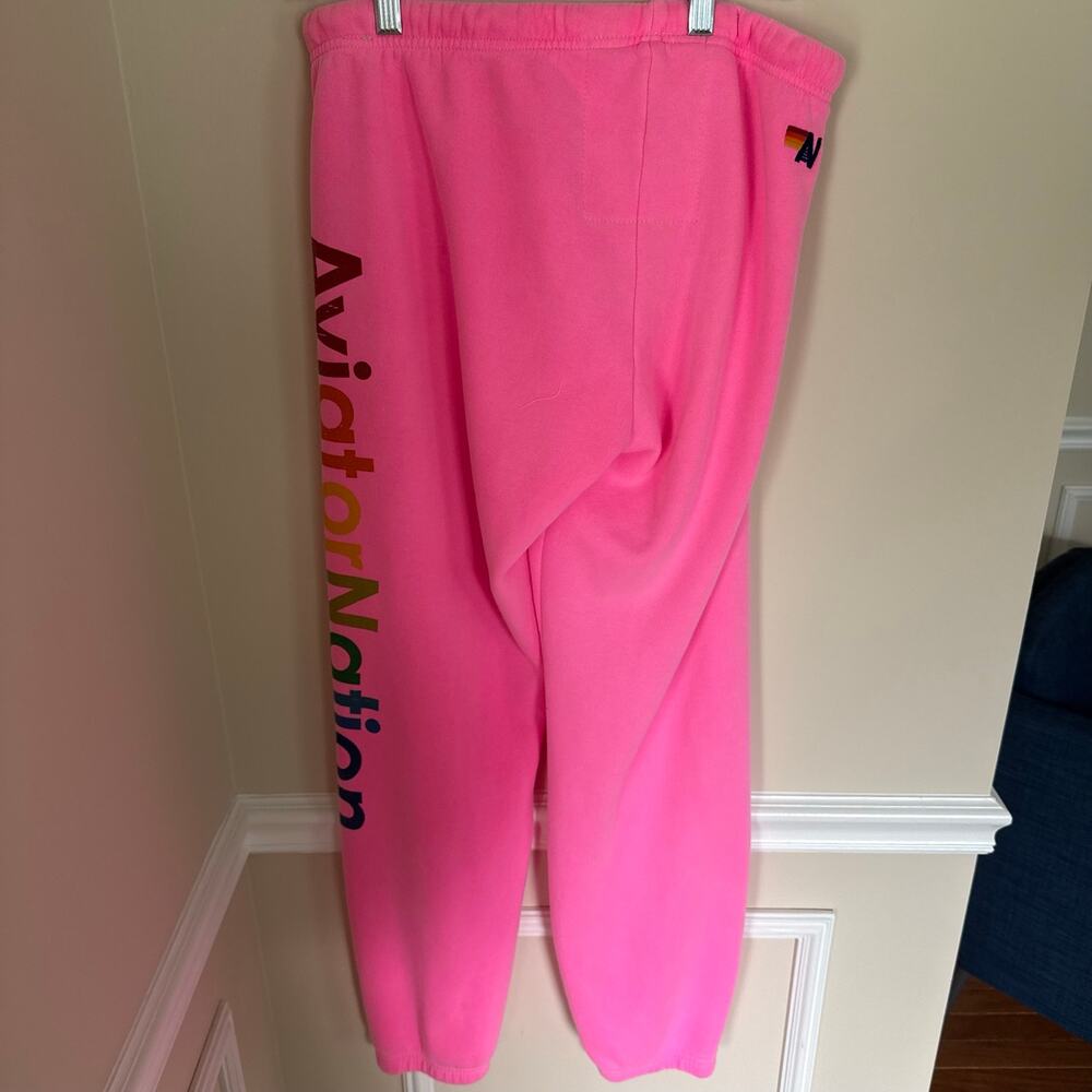Aviator Nation | NEW Neon Pink Venice CA Sweatpants Joggers Women’s Sz Large - Picture 7 of 8